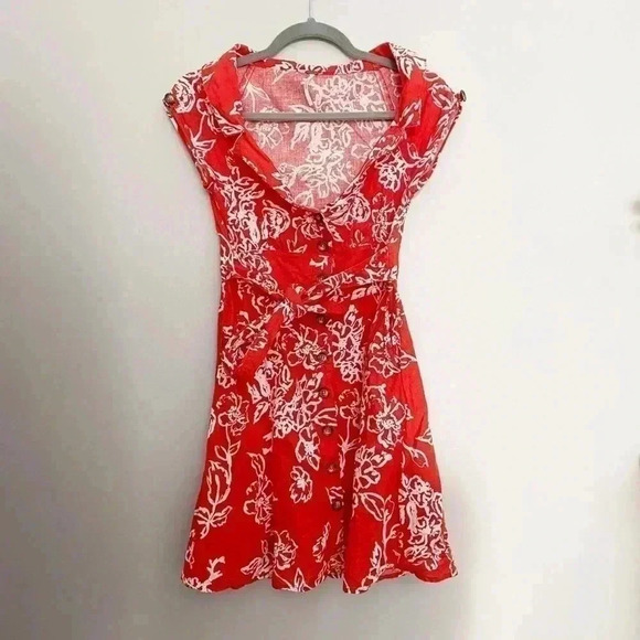 Free People linen floral mini dress 2 - Picture 1 of 6